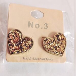 Heart-Shaped Glitter Earrings